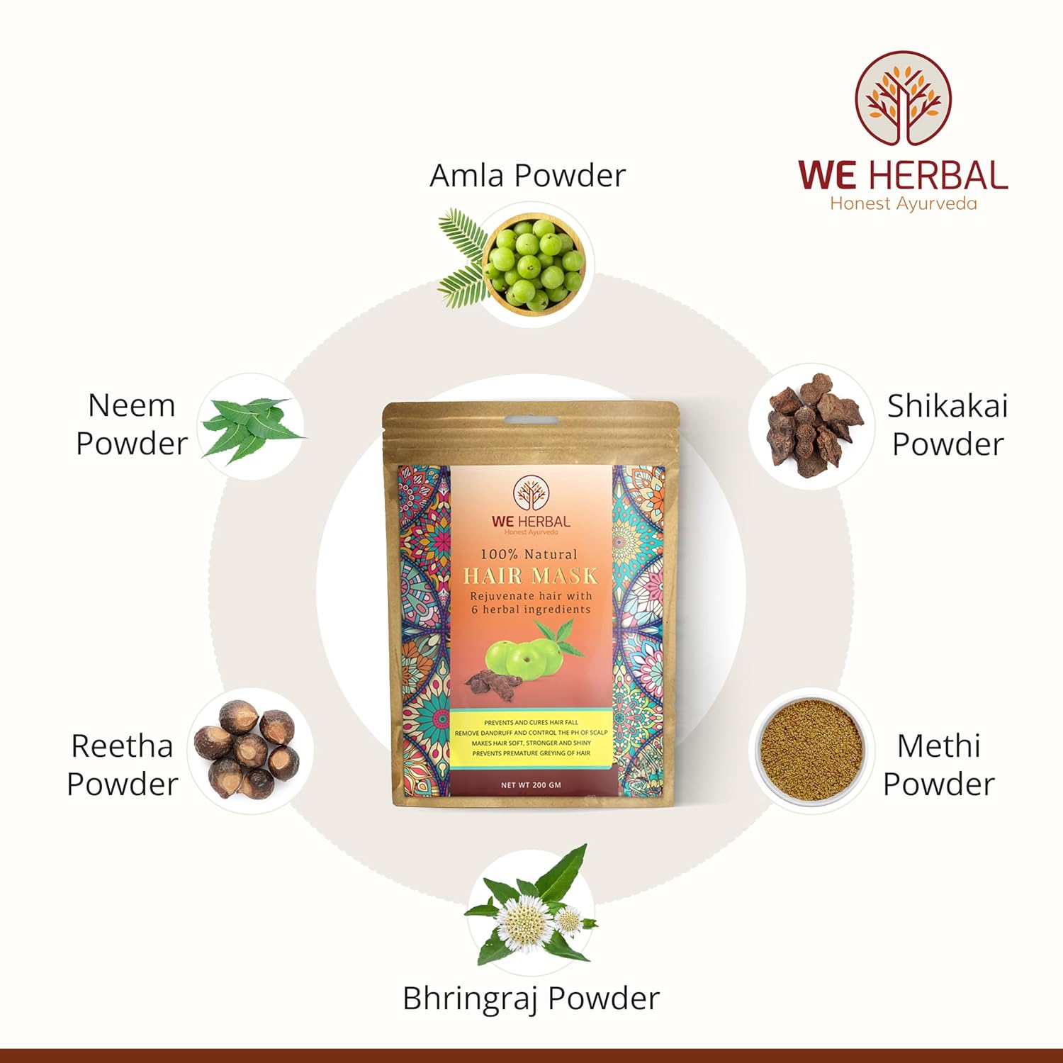 WE HERBAL Hair Mask 200g, Natural Hair Care, Deep Conditioning & Nourishing, Suitable for All Hair Types