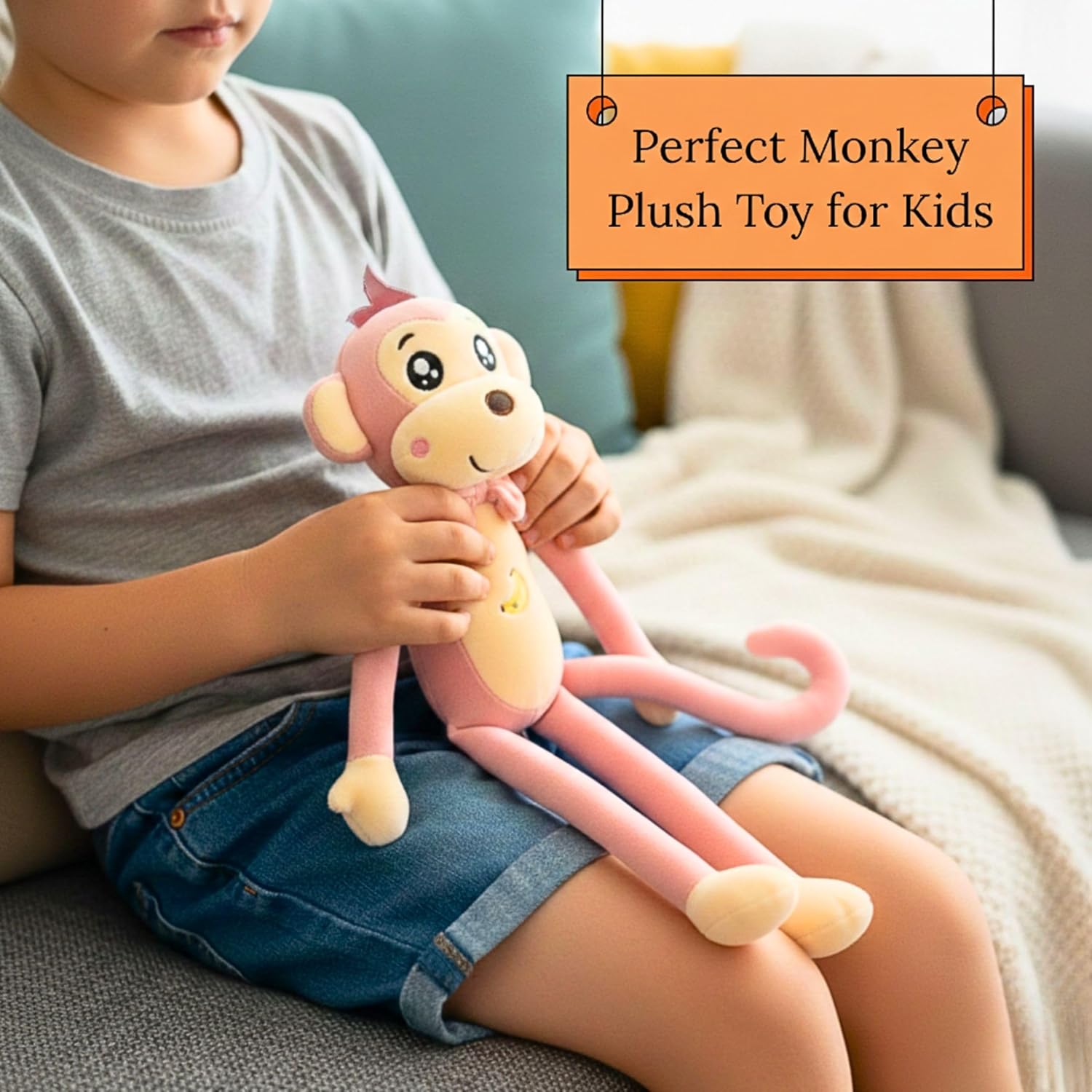 Tickles Monkey Soft Stuffed Plush Animal Toy for Kids