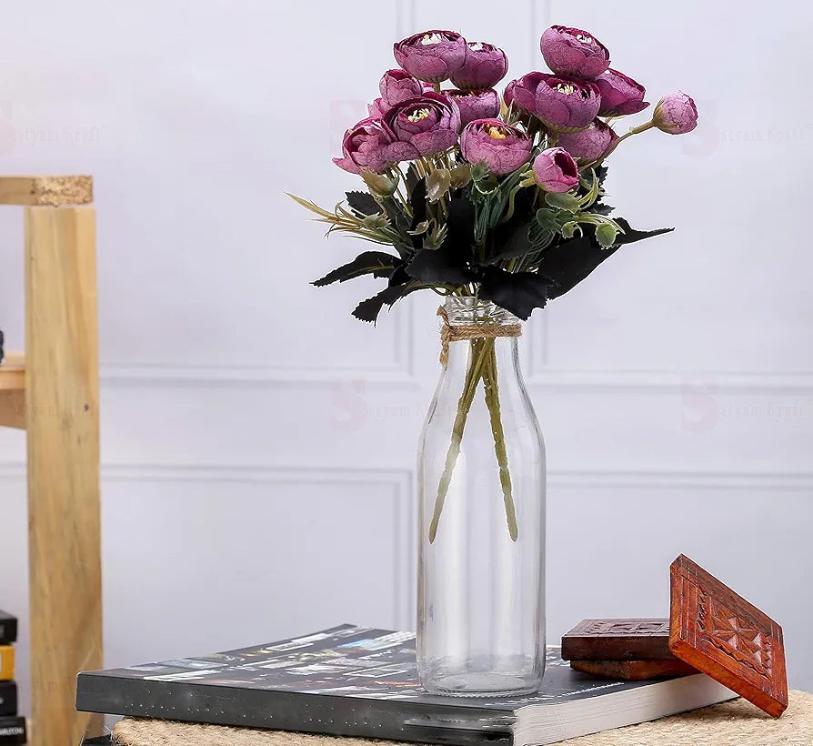 2 Pcs Artificial Rose Flower Sticks Purple
