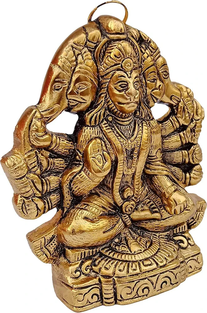 Chhariya Crafts Metal Panchmukhi Hanuman Ji Murti Bajrangbali Idol Protection From Evil Eye16 Cm