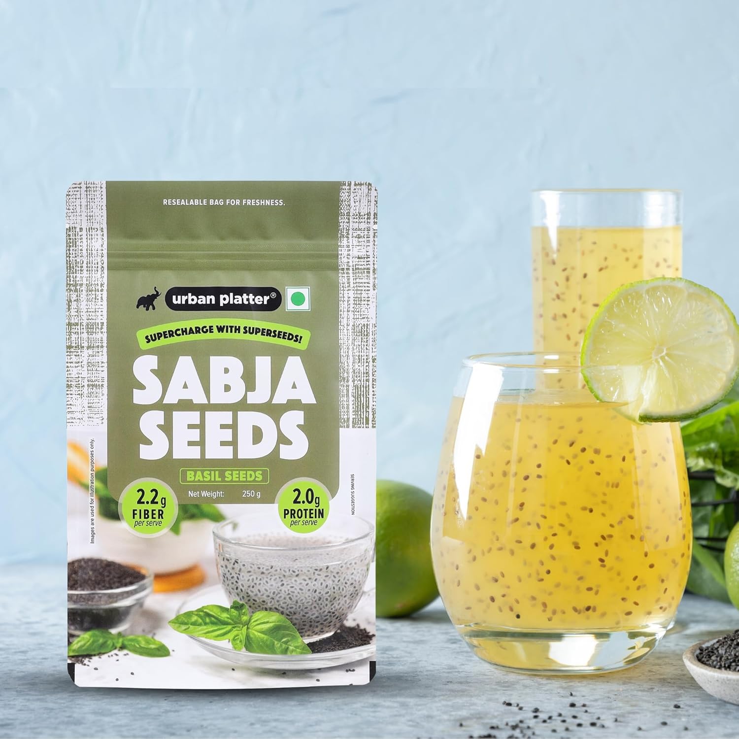 Urban Platter Sabja Seeds, (Basil Seeds for Weight Management, Digestion & Hydration, Rich in Fiber & Omega-3, Falooda, Detox Drinks & Smoothies)