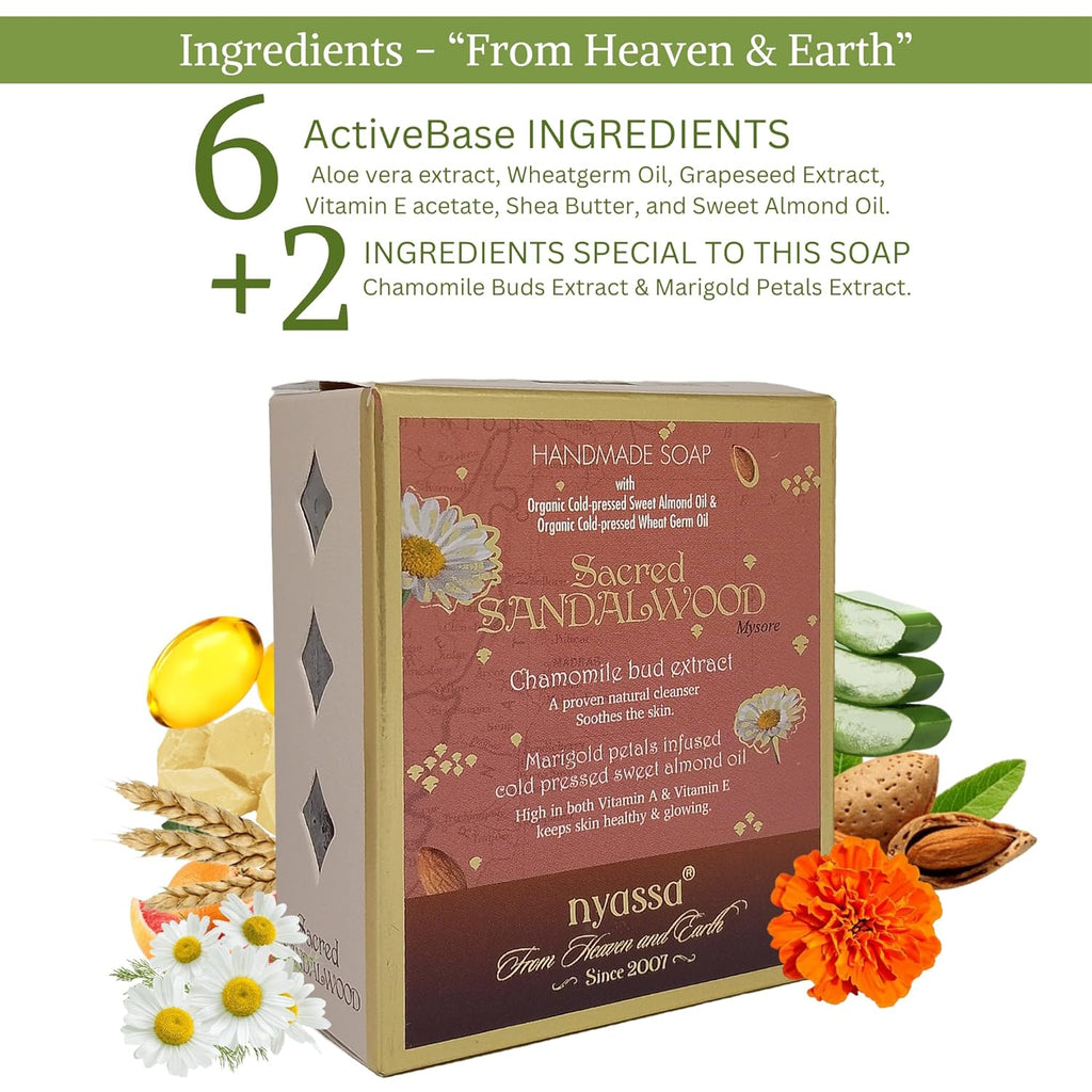 Nyassa Sacred Sandalwood Natural Bathing Handmade Soap - 150 Gms
