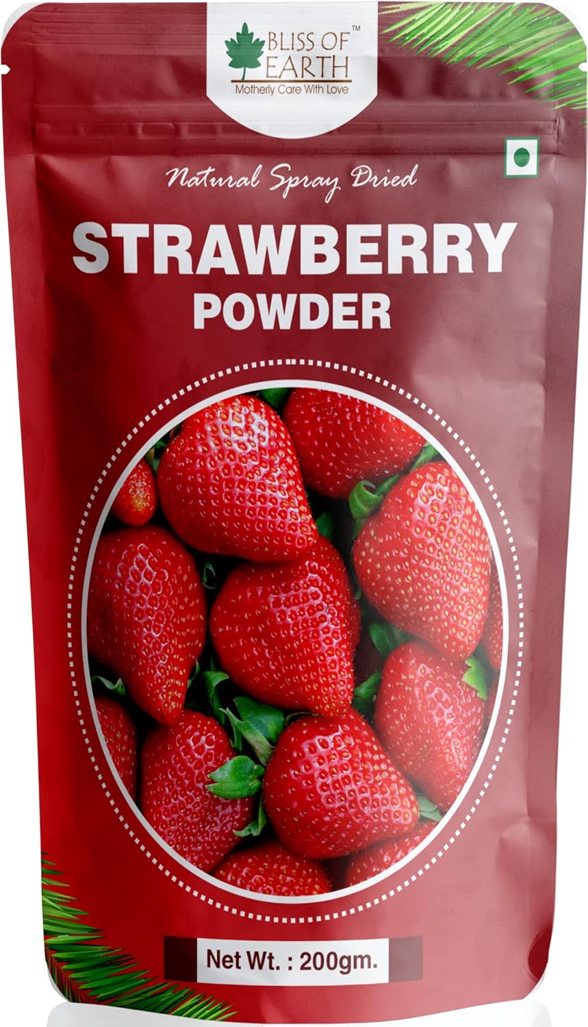 Bliss of Earth 200gm Mango Powder + 200gm Strawberry Powder Natural Spray Dried Taste and Healthy Combo