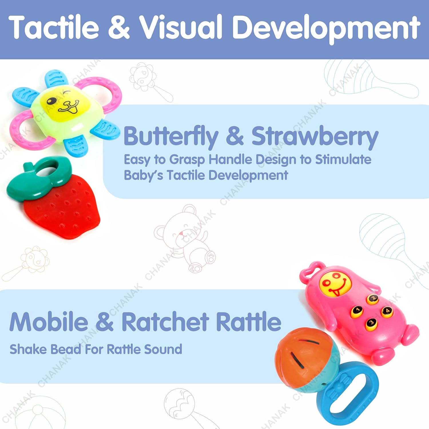 Chanak Baby Kinder Rattle Set for 0-6 Months Old Baby
