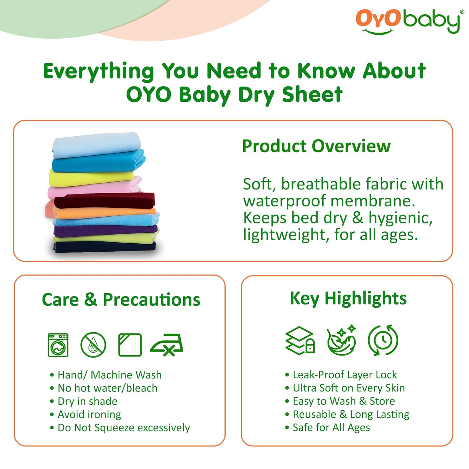OYO BABY Extra Absorbent Waterproof Baby Dry Sheet | Quick Dry Sheet for New Born Baby Bed Protector, Soft & Breathable Rubber Sheet for Bed (Grey + Salmon Rose, Small Combo 2)