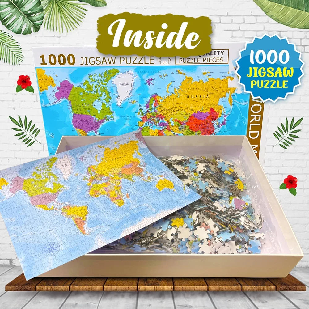 Hello Friend World Map Jigsaw Puzzles 1000-Piece for Kids and Childrens Educational Challeging World Map