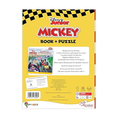 Disney Junior Mickey Book & Puzzles for Kids 7 Years and Above Race for The 1 Book & 160 Piece Puzzles