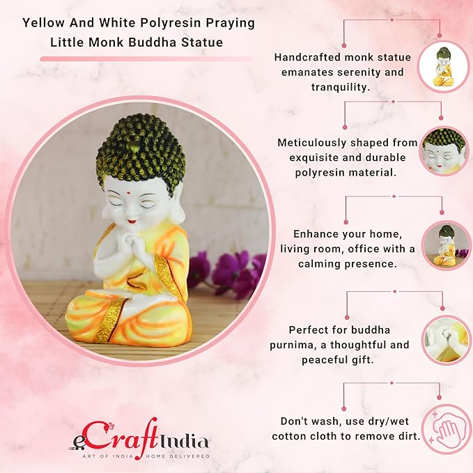Ecraftindia Child Monk Figurine | Orange