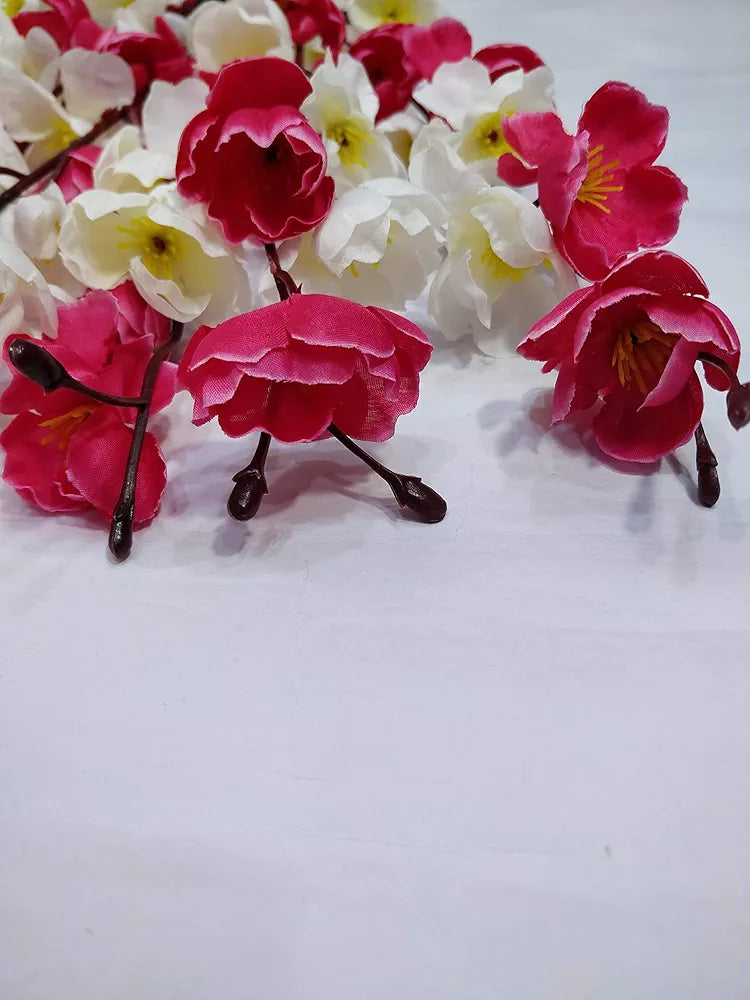 Artificial Flowers Bunch Cherry Blossom Ideal for vase Without vase Maroon Mix 55 cm Height Fabric