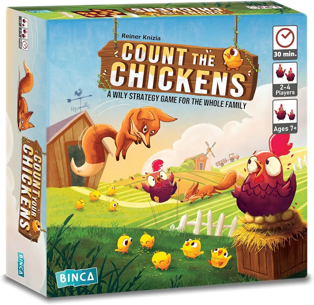 Binca Board Game - Count Your Chickens, Strategy Board Game for Boys & Girls, Fun for Family & Friends Game Night, Card Game for Kids, Teens & Adults, Travel Gifts for Ages 7,8,9,10 & Up, 2-4 Players