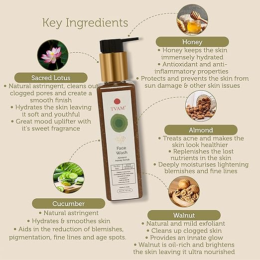 TVAM Face Wash Almond Honey Scrub for Dry Skin - 200 ml