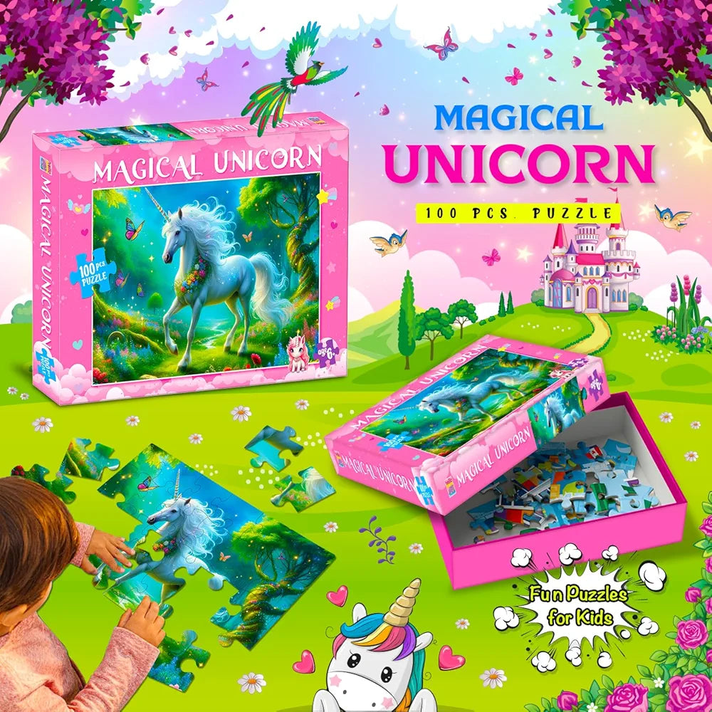 Hello Friend Unicorn Jigsaw Puzzles for Kids and Children – Realistic Illustration Challenging Brain Booster Gifts, Fun and Creative Game