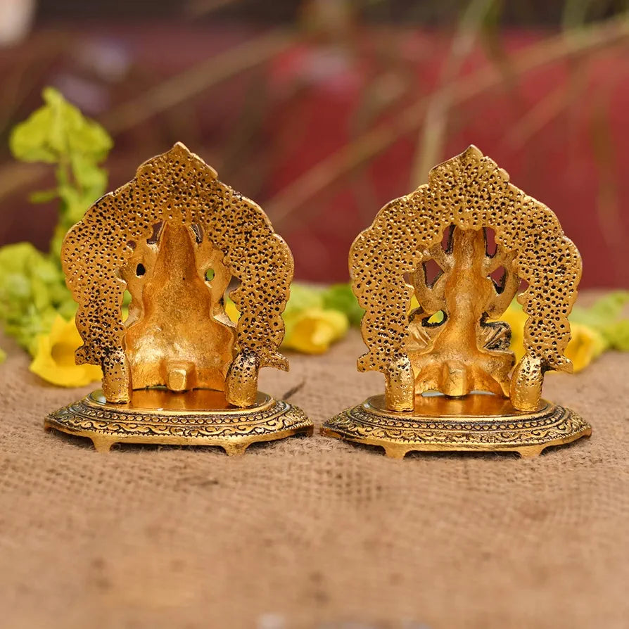 Laxmi Ganesh Set Idol Showpiece Metal Gold Plated Lakshmi Ganesha Idols