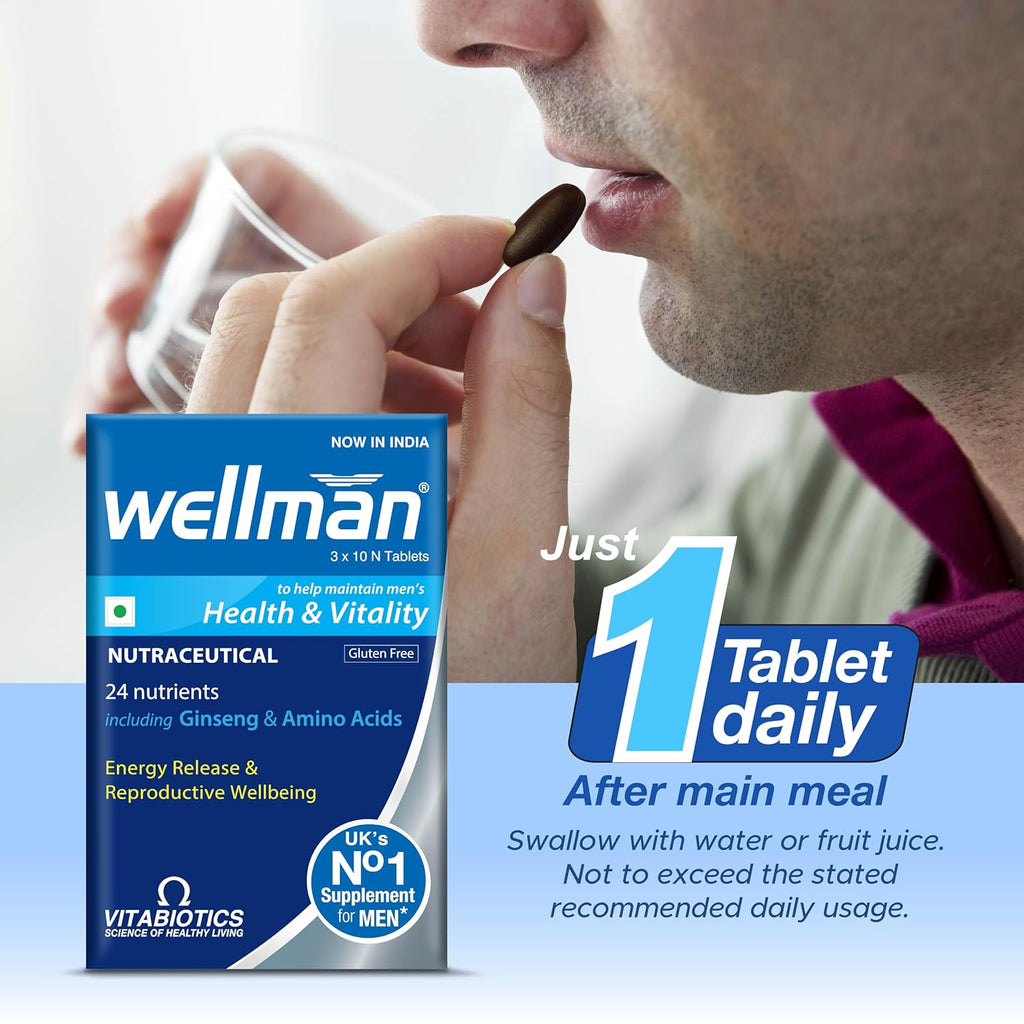 Wellman Multivitamin for Men â€“ 30 Tablets (Monthly Pack) | Daily Self-Care & Inner Wellness | With Panax Ginseng, Vitamins A, B, C, D & Essential Nutrients