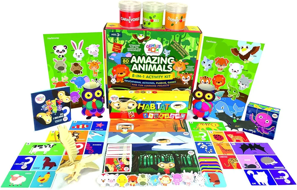 Genius Box Play some Learning Activity Kit for 3+ Year Age: Amazing Animals DIY, Educational Toy, Learning Kit, Educational Kit, STEM Toy 30 Activity Kit