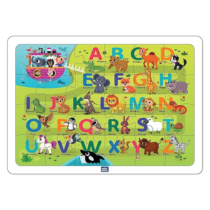 Mini Leaves 24 Piece Puzzle for Kids | Alphabets Jigsaw Puzzle | Educational Toys for Kids 3+ Years | Gift for Kids With Wooden Tray