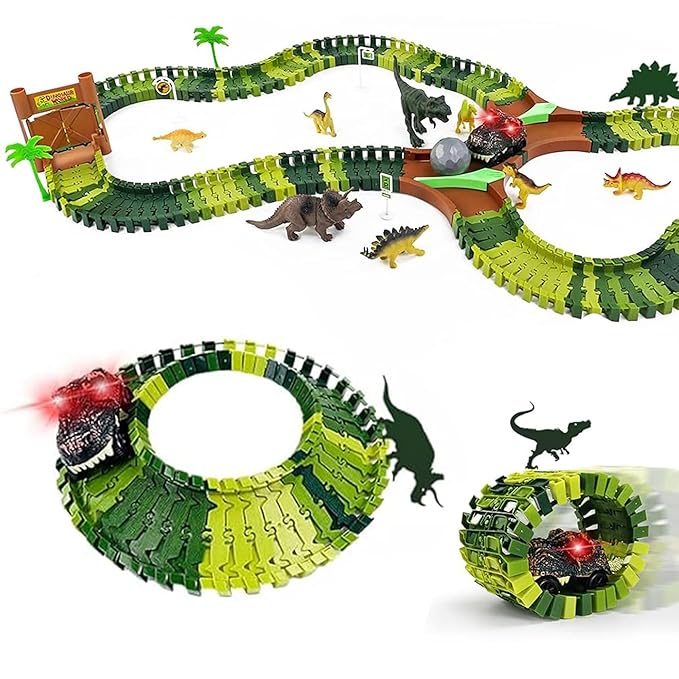 Kidology Flexible Dinosaur World Road Race Track for Kids