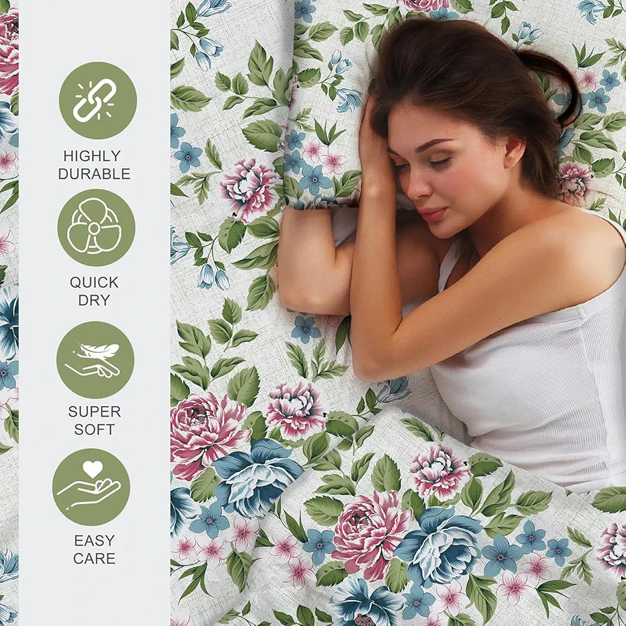 Layers Argos Bedsheet Set for All Seasons Lightweight 225 CVC King Size Multicolor Flower