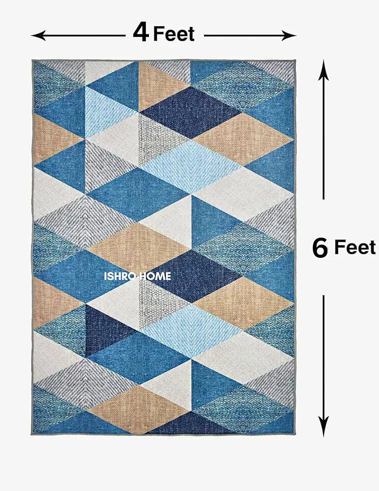 ishro home 3D Jet Multi Printed Carpet Rug Runner and Carpets for Bedroom Colour Crystals 4x6 Feet