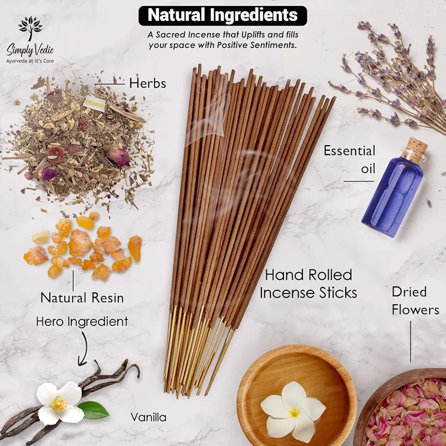 Simply Vedic Vanilla Incense Sticks  Pack Charcoal-Free
