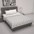 Divine Casa 120 GSM 100% Cotton Cambric 3 Layered Super Soft Jaipuri Razai Single Bed for Mild Winter Printed Reversible Dohar Colour Glacier Grey TC - 120