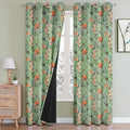 Cloth Fusion Blackout Printed Premium Door Curtains 7 Feet Long Set of 2 Green Coral Colour