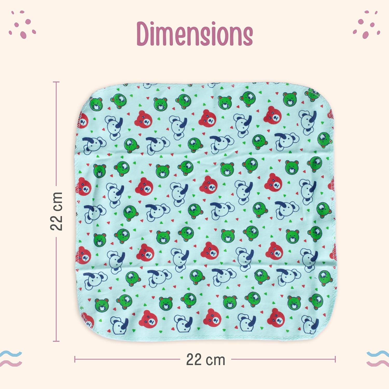 LuvLap Hosiery Cotton Cloth Premium Baby Washcloth for New Born, Washable (30 cm x 30 cm), Reusable, Absorbent, Extra Soft Face Towels/Washcloth for Babies, Starfish Print, Pack of 7 Pcs, Multicolour