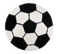 The Home Talk Kids Bath mat Floor Rug Football Design Cotton Round Anti-Skid Backing White & Black