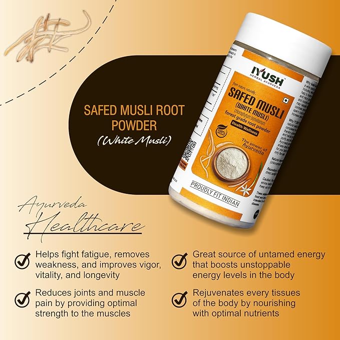 Iyush Herbal Ayurveda Safed Musli Powder - 100 gms (Pack of 2)