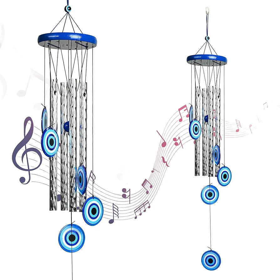 Zaicus Turkish Evil Eye Wind Chimes 4 Pipes Wind Chime-015