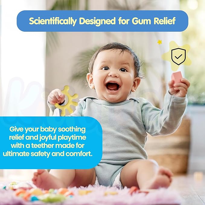 Kidology Finger Shape Teether for Babies 6+ Months Yellow