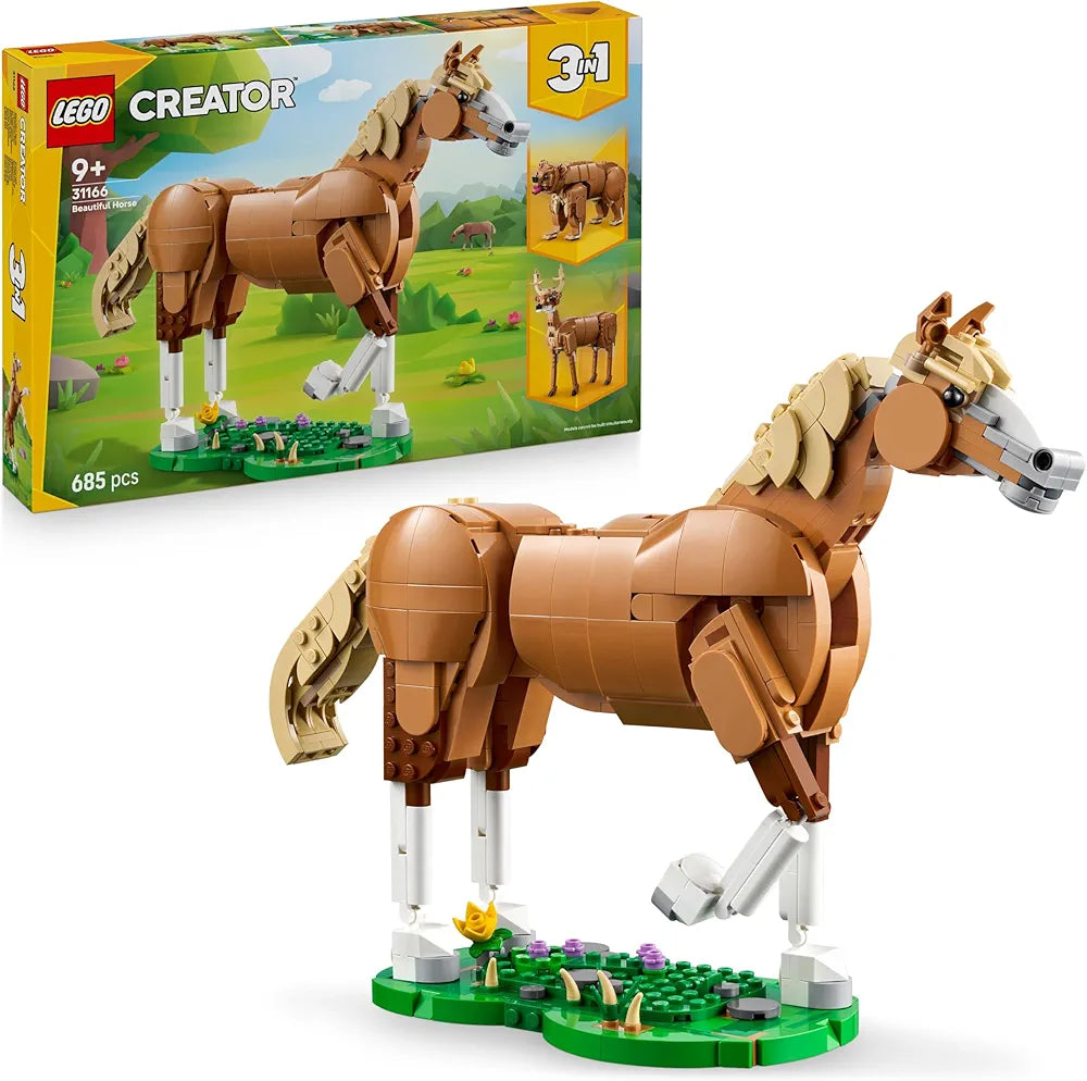 Lego Creator 3in1 Beautiful Horse Toy Animal Building Set 31166 Toys for 9+ Gift for Boys and Girls