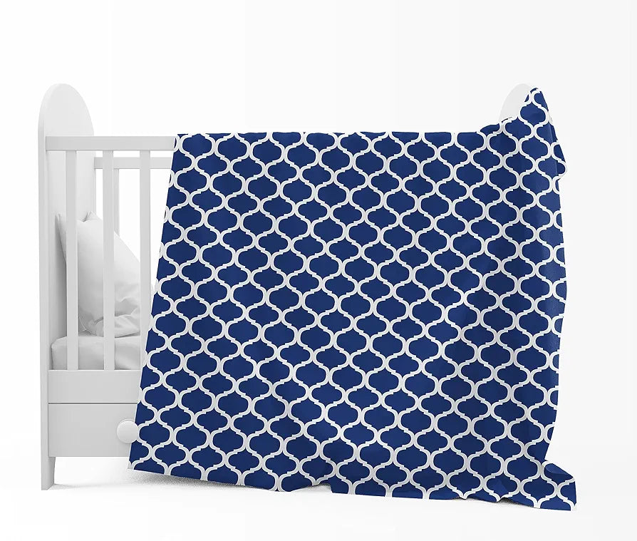Divine Casa 120 GSM Microfiber Single Kids Dohar Soft & Lightweight Throw Blanket Moroccan Pattern Colour Deep Blue