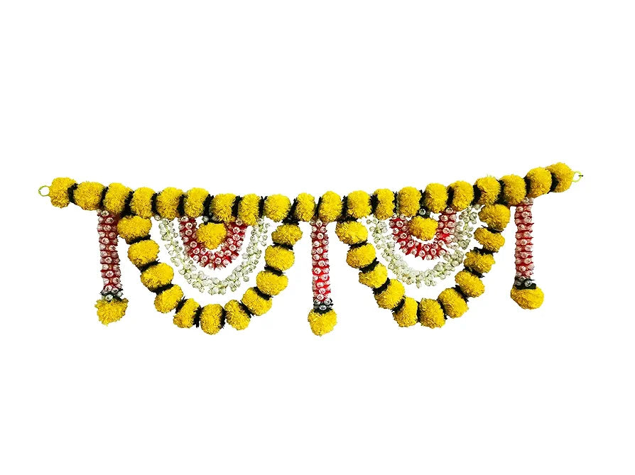Artificial Marigold Flower Toran Garlands Handmade Bandhanwar Door Entrance Hanging 40Inches