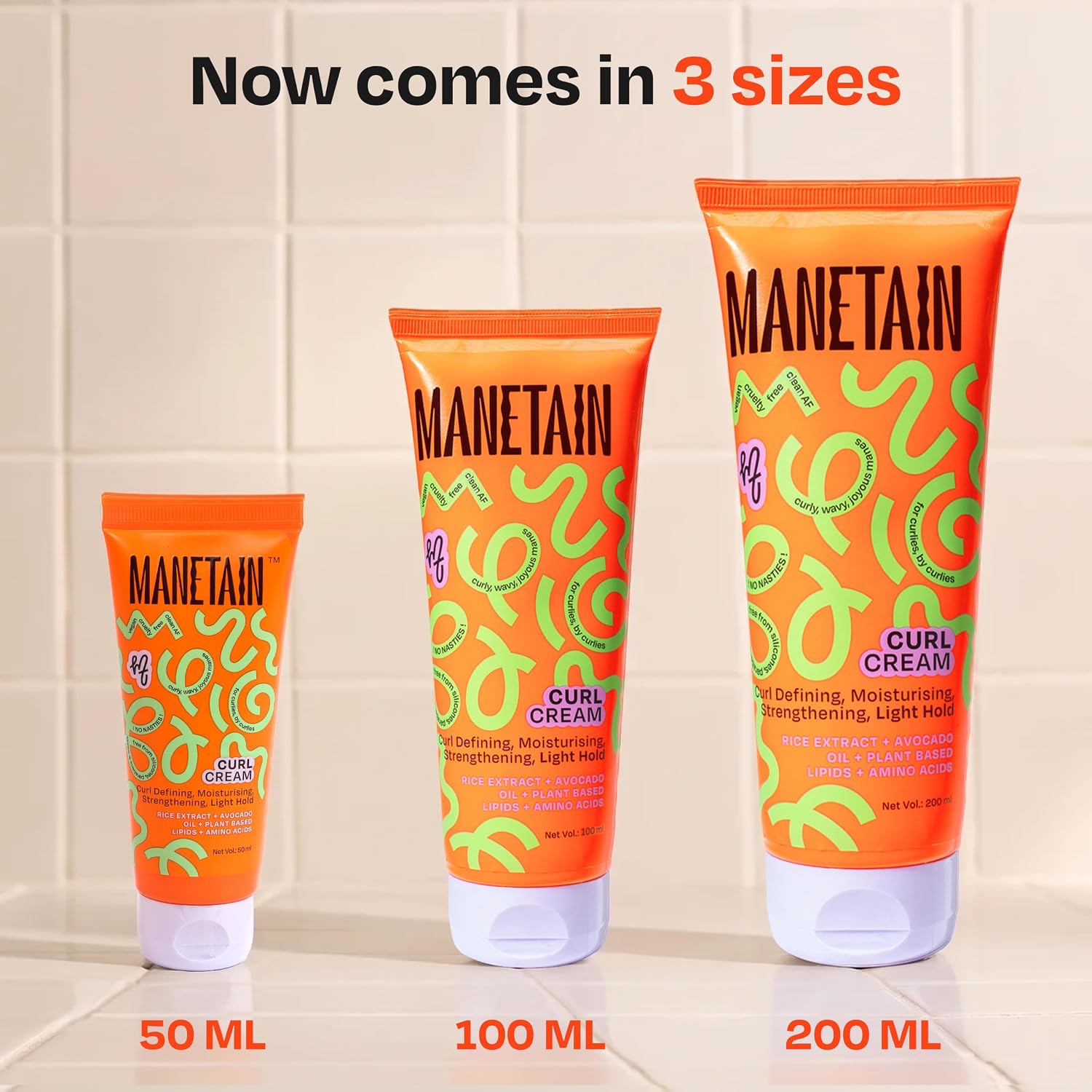 MANETAIN Curl Cream 50ml for Curly & Wavy Hair | Frizz Control, Soft Hold & Moisturizing Styling Cream | Enhances Natural Curls, Reduces Frizz | Sulfate-Free, Paraben-Free, Vegan Hair Care