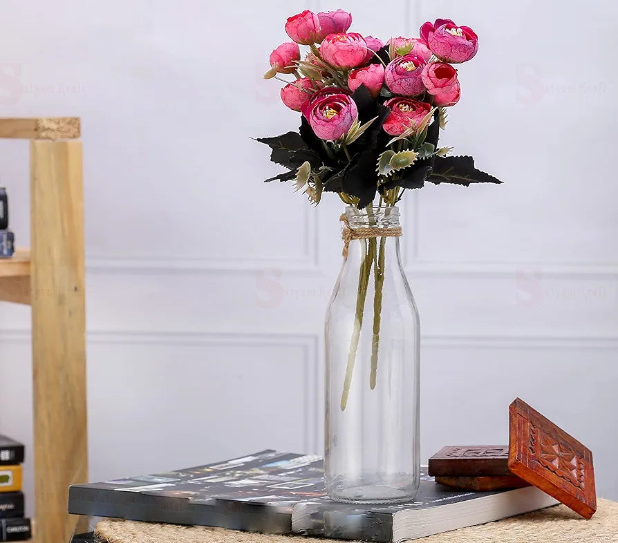 2 Pcs Artificial Rose Flower Sticks Pink