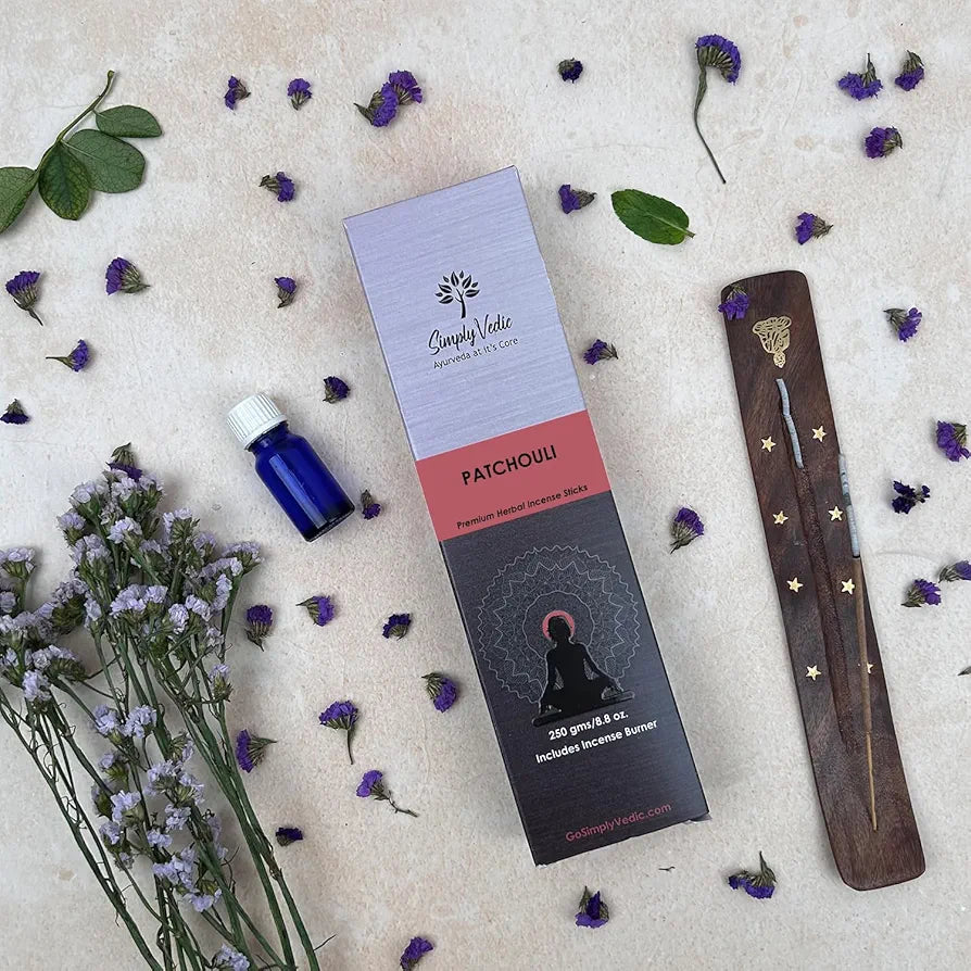 Simply Vedic Patchouli Incense Sticks Pack Charcoal-Free