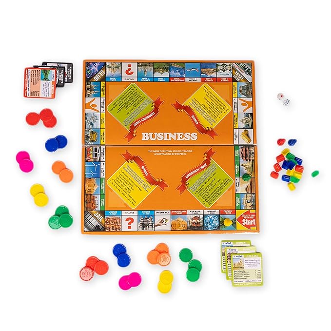 Ratna's 5 in 1 Business Senior Game With Plastic Coins Along With Other Board Games for Kids & Adults