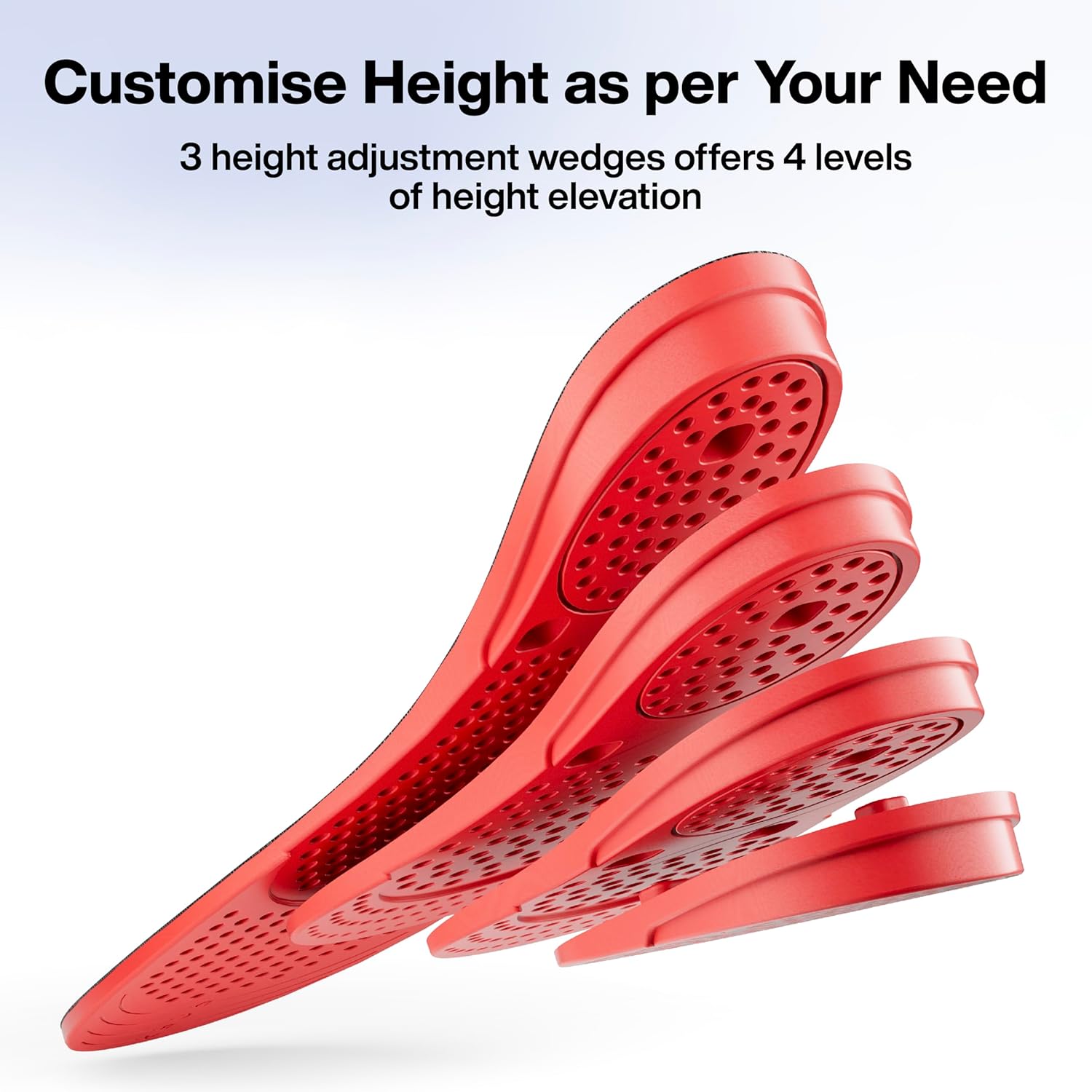 FOVERA Height Increasing Insoles - Gel Height Increase Insole for Shoe for Women - Heel Lift Shoe Pads with 4 Level of Height - Trim to Fit, Breathable Fabric (Large: 9-12 UK, Pack of 1)