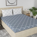 Huesland by Ahmedabad Cotton 186 TC Bedsheet for King Size Bed with 2 Pillow Covers | Grey & White