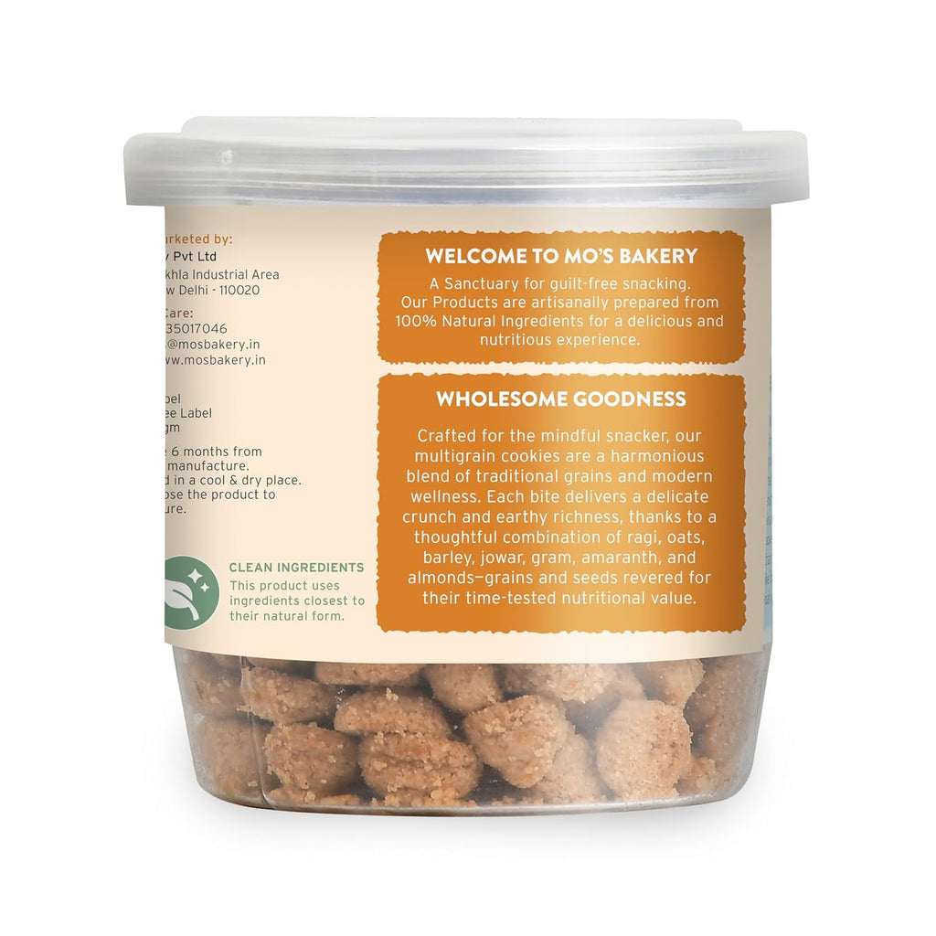 Mo’s Triple Omega Multigrain Cookies | Mini Healthy Cookies for Kids & Adults | Tea Time Snack | Omega-Rich Seeds & Whole Grains with Ragi, Oats, Barley, Amaranth & Almond | Flax, Chia, Melon, Sunflower & Pumpkin Seeds | No Refined Sugar
