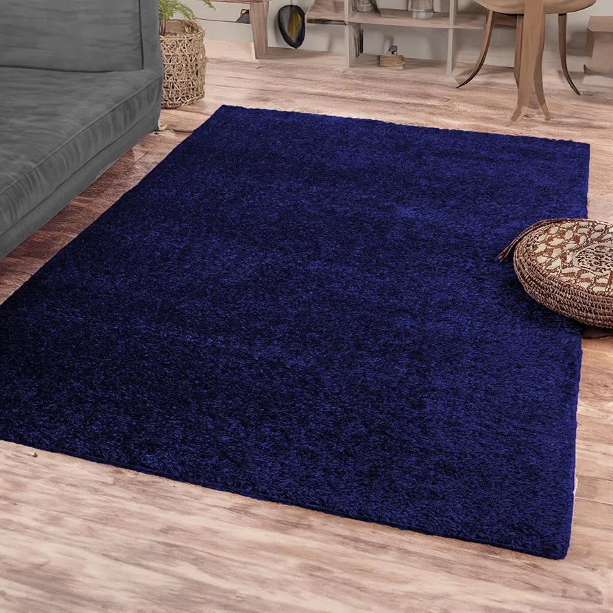 Ishro Home Premium Fuzzy Shag Carpet For Hall Rugs For Living Room Carpets For Living Room Colour Blue 3x5 Fts