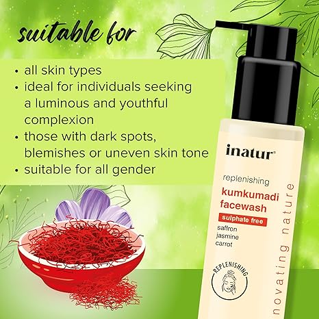 inatur Kumkumadi Face wash Ayurvedic Glow and Brightening - 100 ml