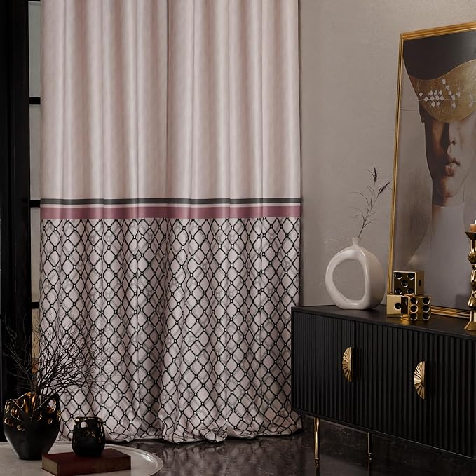 Stoa Paris Curtain for Home Single pc Patterned Curtain for Door Colour Noble Rose