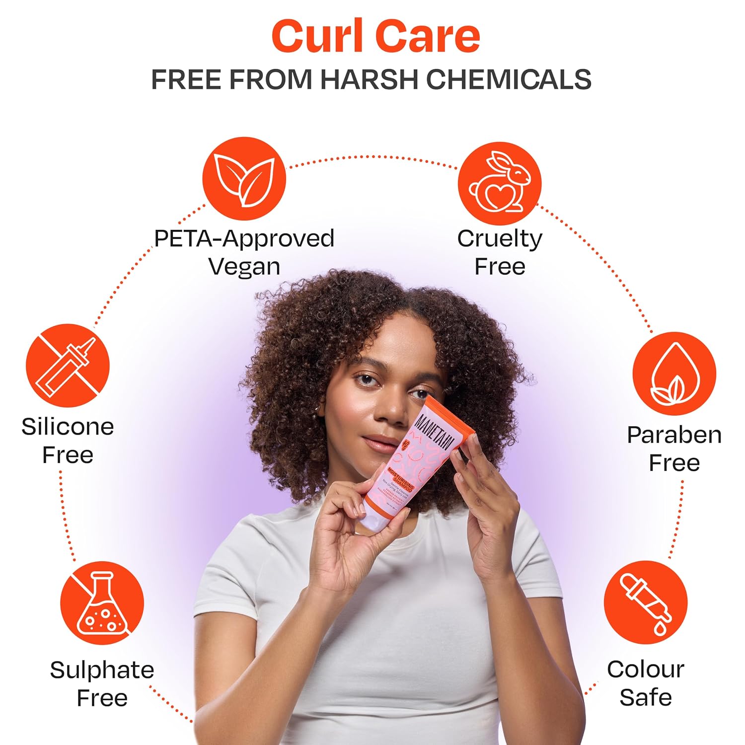MANETAIN Moisturising Shampoo 50ml for Curly, Dry & Frizzy Hair | Sulphate & Paraben Free | Hydrates & Strengthens with Baobab Protein, Seaweed & Marshmallow Extract | CG-Friendly, Gentle Cleanser for Soft, Defined Curls