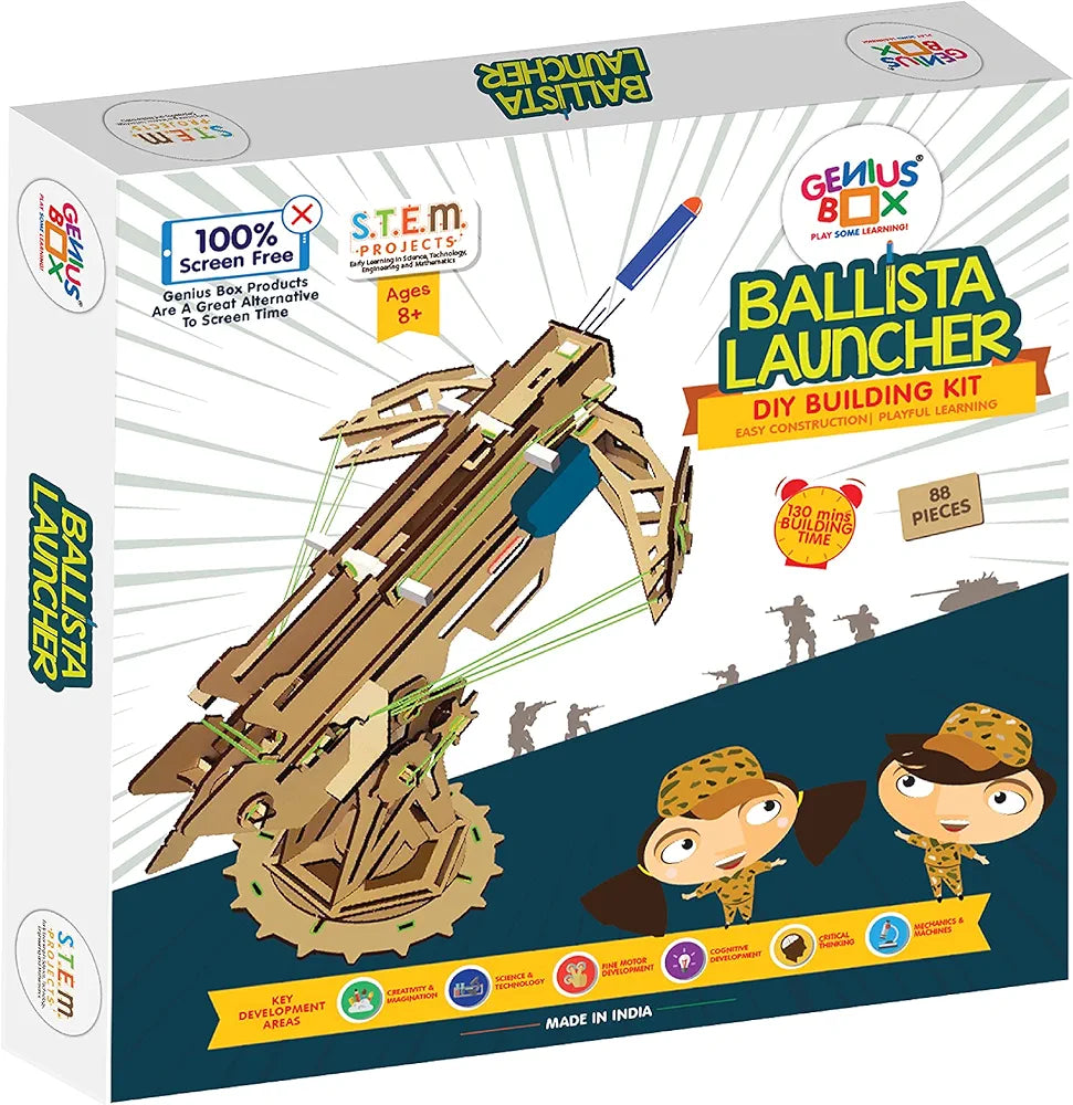 Genius Box Play some Learning Ballista Launcher Diy Stem Educational Toy & Construction Based Fun Activity Game For Kids, Science Experiment Kit 8 To 14, Best Gift, Activity Kit For Kids