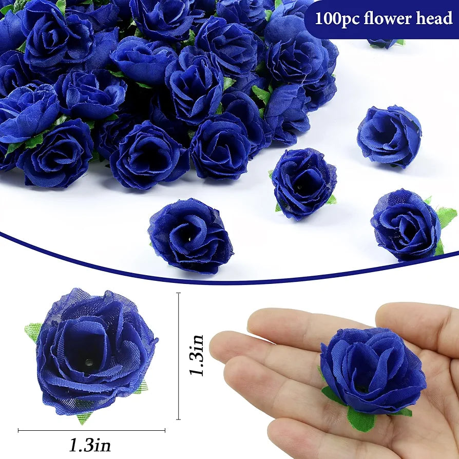 Artificial Roses Fake Silk Flower Mini Rose Head 1.5 - 100 pcs