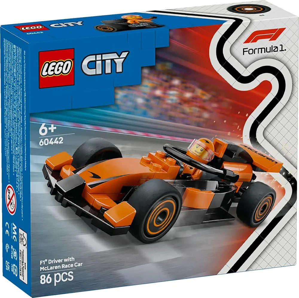 Lego City F1 Driver with McLaren Race Car Mini Vehicle Toy Playset 60442 Building Blocks Toys for 6+ Gift for Boys and Girls