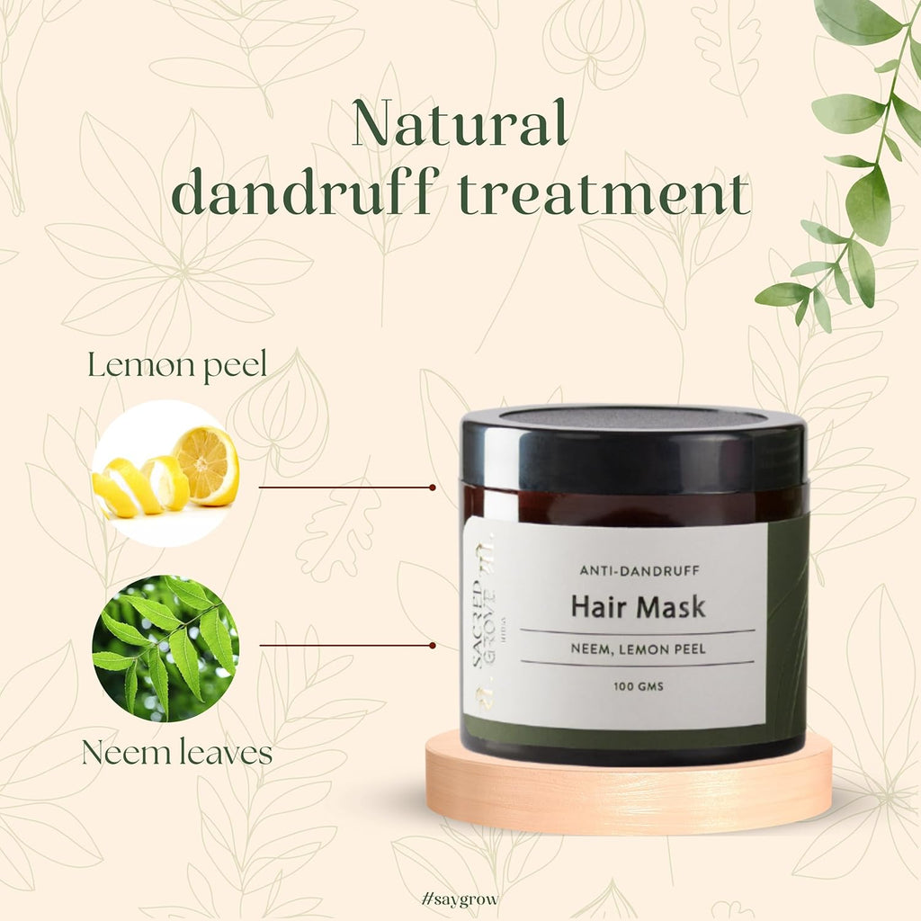 Sacred Grove Anti-Dandruff Pre Shampoo Hair Mask with Neem & Lemon Peel - 100 gms