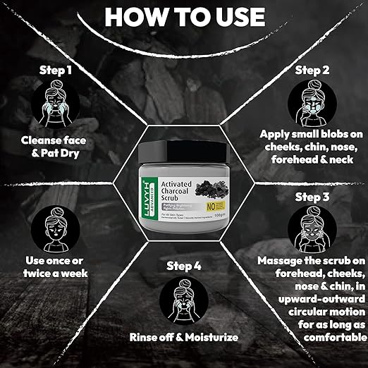 Luvyh Activated Charcoal Face Scrub - 100 gms